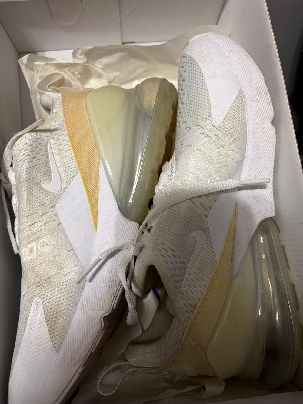 Nike Air Max 270 Women's Sneakers — White with Pale Yellow Accents